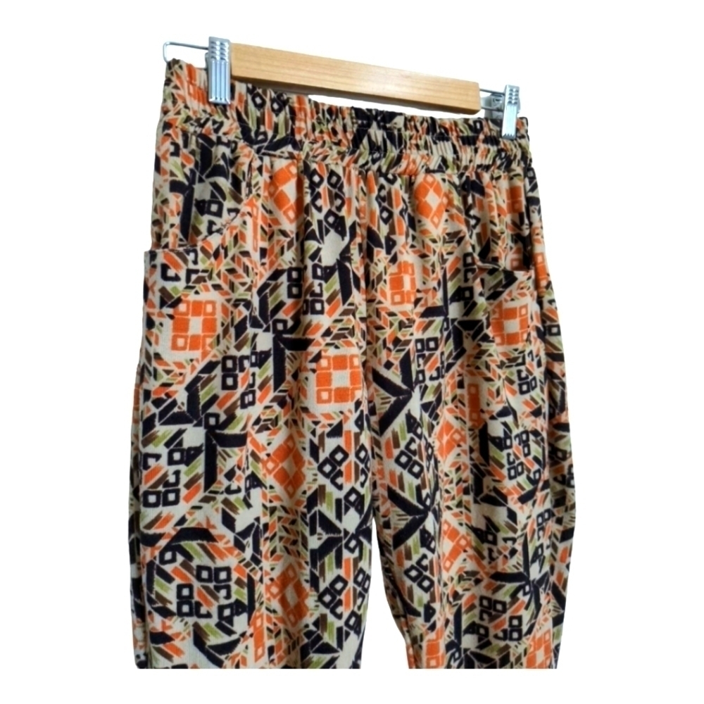 Poetry knit Aztec lounge pants orange brown